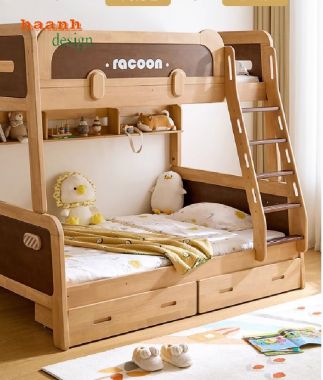 Giường tầng trẻ em gỗ sồi đẹp – Bảo vệ giấc ngủ bé yêu-GTE 011