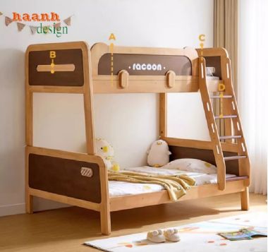 Giường tầng trẻ em gỗ sồi đẹp – Bảo vệ giấc ngủ bé yêu-GTE 011