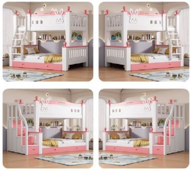 An toàn tuyệt đối cho bé với giường tầng gỗ trẻ em-GTE 011