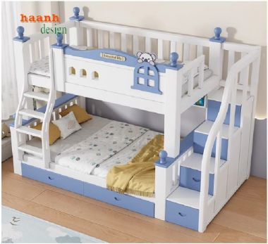 An toàn tuyệt đối cho bé với giường tầng gỗ trẻ em-GTE 011