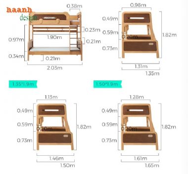 Giường tầng trẻ em gỗ sồi đẹp – Bảo vệ giấc ngủ bé yêu-GTE 011