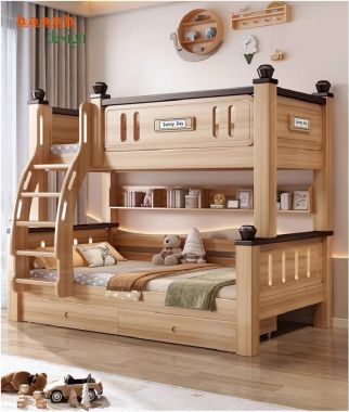Tăng cường không gian sống với giường tầng gỗ trẻ em-GTE 010