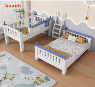 An toàn tuyệt đối cho bé với giường tầng gỗ trẻ em-GTE 011