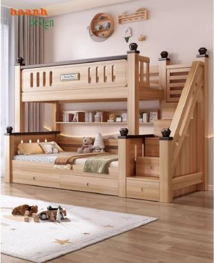 Tăng cường không gian sống với giường tầng gỗ trẻ em-GTE 010