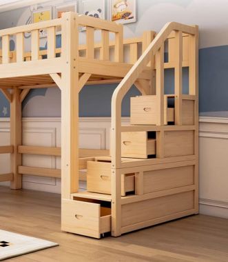 Mẫu giường tầng cho bé hiện đại tích hợp bàn học và tủ áo-GTE 017