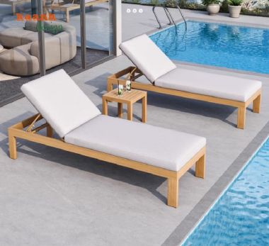 Giường tắm nắng gỗ cao cấp cho resort, biệt thự và hồ bơi-GTT 016