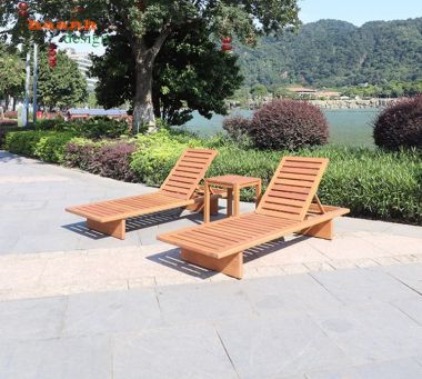 Giường tắm nắng cho hồ bơi bằng gỗ Teak tự nhiên-GTT 018