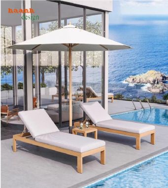 Giường tắm nắng gỗ cao cấp cho resort, biệt thự và hồ bơi-GTT 016