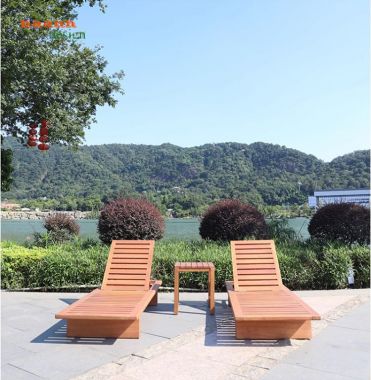 Giường tắm nắng cho hồ bơi bằng gỗ Teak tự nhiên-GTT 018