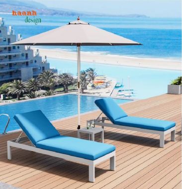 Giường tắm nắng gỗ cao cấp cho resort, biệt thự và hồ bơi-GTT 016