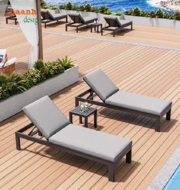 Giường tắm nắng gỗ cao cấp cho resort, biệt thự và hồ bơi-GTT 016