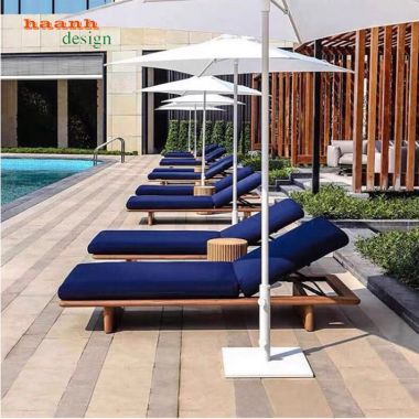 Giường tắm nắng cho hồ bơi bằng gỗ Teak tự nhiên-GTT 018