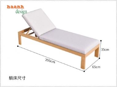 Giường tắm nắng gỗ cao cấp cho resort, biệt thự và hồ bơi-GTT 016