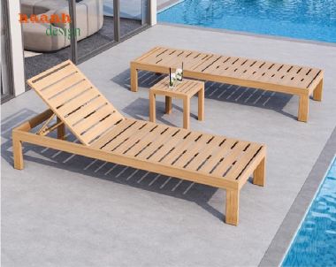 Giường tắm nắng gỗ cao cấp cho resort, biệt thự và hồ bơi-GTT 016