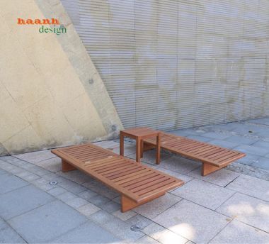 Giường tắm nắng cho hồ bơi bằng gỗ Teak tự nhiên-GTT 018