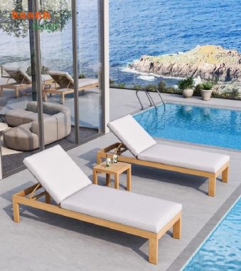 Giường tắm nắng gỗ cao cấp cho resort, biệt thự và hồ bơi-GTT 016