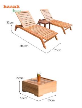 Thư giãn đỉnh cao với giường tắm nắng gỗ Teak nhập khẩu-GTT 014