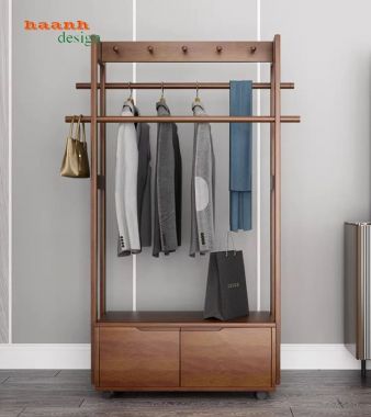Giá gỗ treo quần áo thiết kế hiện đại xu hướng mới-KGT 004