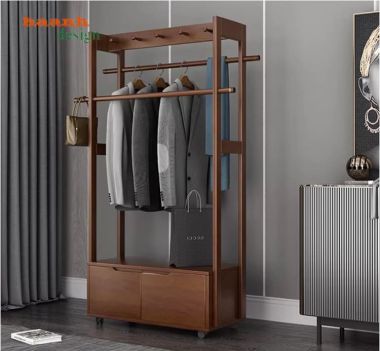 Giá gỗ treo quần áo thiết kế hiện đại xu hướng mới-KGT 004