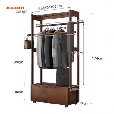 Giá gỗ treo quần áo thiết kế hiện đại xu hướng mới-KGT 004