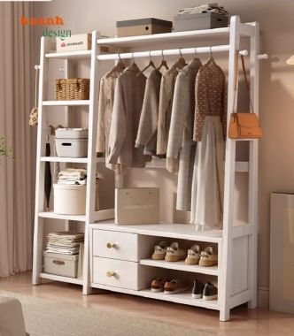 Giá kệ gỗ treo quần áo thiết kế chữ A độc đáo, dễ tháo lắp-KGT 001