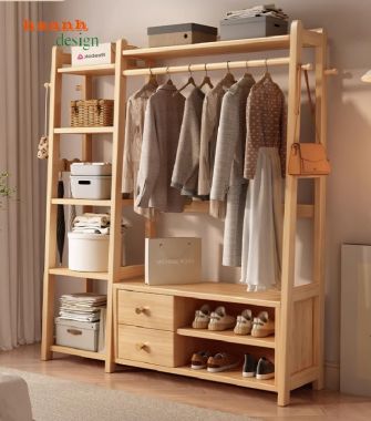 Giá kệ gỗ treo quần áo thiết kế chữ A độc đáo, dễ tháo lắp-KGT 001