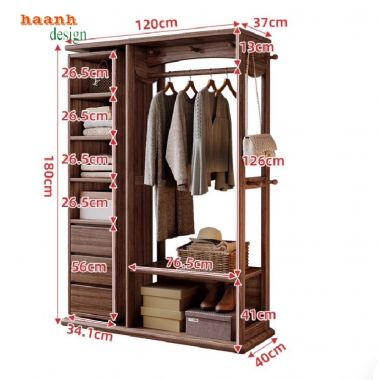 Kệ treo quần áo bằng gỗ sồi tự nhiên–Tiện ích cho phòng ngủ-KGT 002