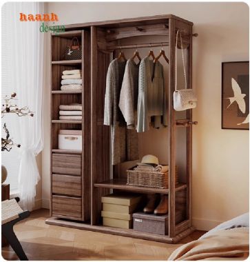Kệ treo quần áo bằng gỗ sồi tự nhiên–Tiện ích cho phòng ngủ-KGT 002