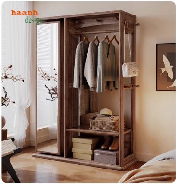 Kệ treo quần áo bằng gỗ sồi tự nhiên–Tiện ích cho phòng ngủ-KGT 002