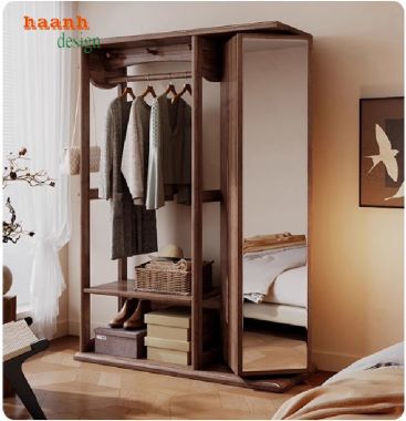 Kệ treo quần áo bằng gỗ sồi tự nhiên–Tiện ích cho phòng ngủ-KGT 002