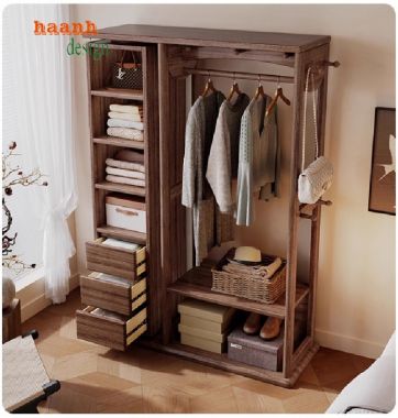 Kệ treo quần áo bằng gỗ sồi tự nhiên–Tiện ích cho phòng ngủ-KGT 002