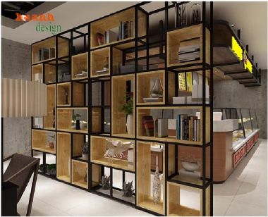 Độc đáo và cá tính với kệ trang trí sắt gỗ-KTS 011