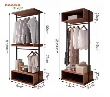 Kệ treo quần áo bằng sắt thiết kế tối giản, sang trọng-KST 009