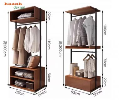 Kệ treo quần áo bằng sắt thiết kế tối giản, sang trọng-KST 009