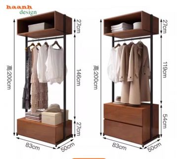Kệ treo quần áo bằng sắt thiết kế tối giản, sang trọng-KST 009