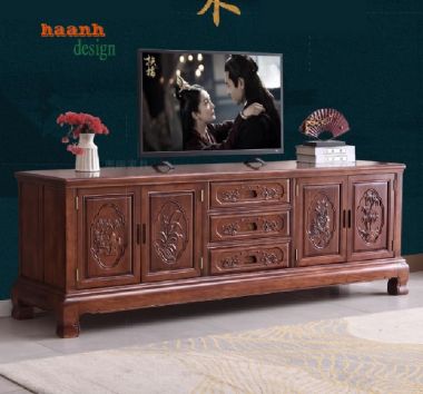 Vì Sao Kệ Tivi Gỗ Tự Nhiên Giả Cổ Luôn Là Sự Lựa Chọn Hàng Đầu-KTV 007