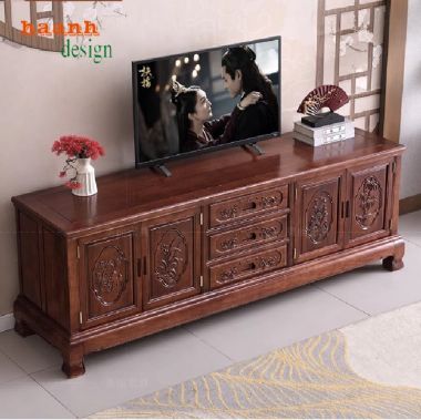 Vì Sao Kệ Tivi Gỗ Tự Nhiên Giả Cổ Luôn Là Sự Lựa Chọn Hàng Đầu-KTV 007