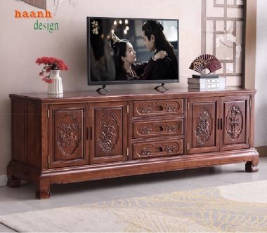 Vì Sao Kệ Tivi Gỗ Tự Nhiên Giả Cổ Luôn Là Sự Lựa Chọn Hàng Đầu-KTV 007