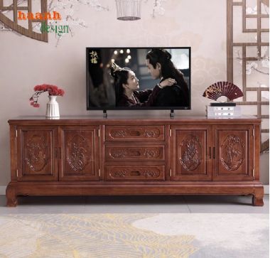Vì Sao Kệ Tivi Gỗ Tự Nhiên Giả Cổ Luôn Là Sự Lựa Chọn Hàng Đầu-KTV 007