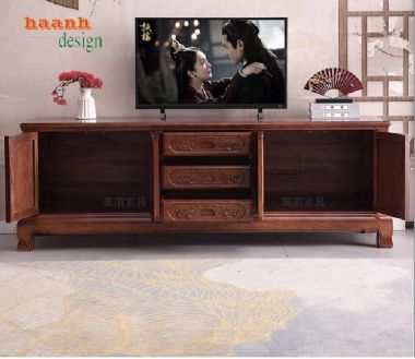 Vì Sao Kệ Tivi Gỗ Tự Nhiên Giả Cổ Luôn Là Sự Lựa Chọn Hàng Đầu-KTV 007