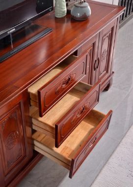 Kệ ti vi phòng khách Á Đông – Lựa chọn đẳng cấp từ gỗ gõ đỏ-KTV 008