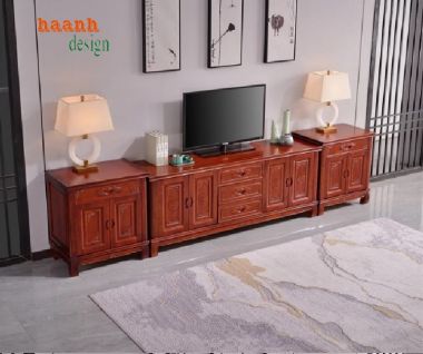 Kệ ti vi phòng khách Á Đông – Lựa chọn đẳng cấp từ gỗ gõ đỏ-KTV 008