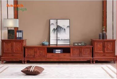  Kệ ti vi phòng khách giả cổ gỗ tự nhiên cho gia đình. KTV 006