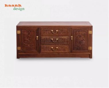 Kệ tivi bằng gỗ hương giả cổ sang trọng cho phòng khách-KTV 012