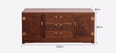 Kệ tivi bằng gỗ hương giả cổ sang trọng cho phòng khách-KTV 012