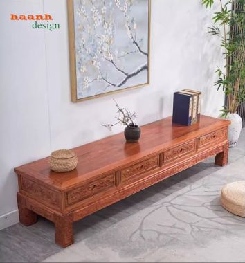 Kệ tivi gỗ giả cổ cao cấp phong cách trung hoa chạm khắc-KTV 015