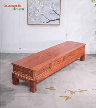 Kệ tivi gỗ giả cổ cao cấp phong cách trung hoa chạm khắc-KTV 015