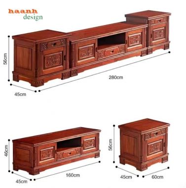 Kệ tivi gỗ hương đá cao cấp cho phòng khách sang trọng-KTV 011