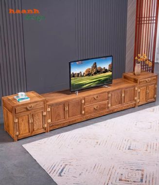 Khám phá kệ tivi gỗ hương đá hiện đại với thiết kế tinh tế-KTV 010