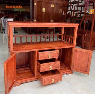 Kệ tivi gỗ hương tự nhiên giả cổ phong cách Trung Quốc-KTV 014